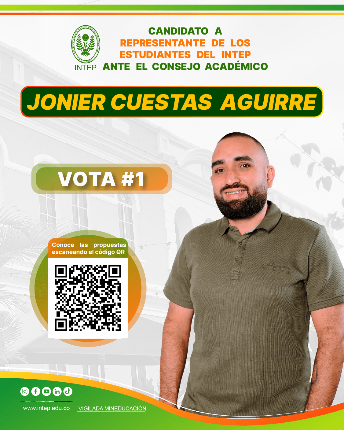 CANDIDATO  A REPRESENTANTE DE LOS ESTUDIANTES DEL INTEP ANTE EL CONSEJO ACADÉMICO – INTEP